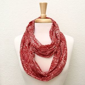 Tribal Batik Print Poly Jersey Infinity Scarf,